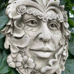 Spring Green Man Stone Hanging Plaque - Four Seasons Ivy Outdoor Garden Ornament Gift - thumbnail 2
