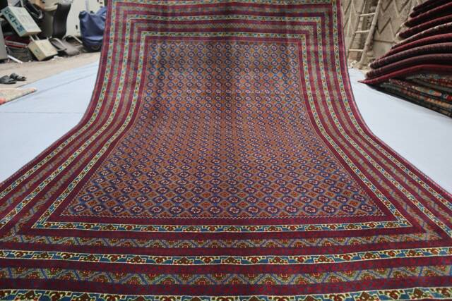 7x10 Navy Blue Bukhara Rug Afghan Hand Knotted Veg Dyes Wool Area Rug, Turkmen Tribal For Living Room, Bedroom Carpet, Oriental - image 1
