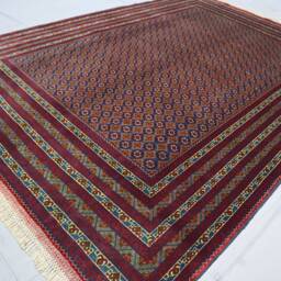 7x10 Navy Blue Bukhara Rug Afghan Hand Knotted Veg Dyes Wool Area Rug, Turkmen Tribal For Living Room, Bedroom Carpet, Oriental - thumbnail 2