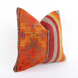 Vintage Turkish Kilim Pillow Cover Handwoven Wool Cushion, 16x16 - thumbnail 3