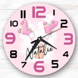 Girls Roller Skates Skating Personalised Gift For Kid's Bedroom Clock - Kids Clock, Children's , Custom Wall