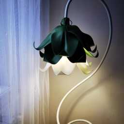 Green & White Bluebell Shaped Floor Lamp, Adjustable Minimalist Lights, Flower Accent, Coyz Home Nights, Reading Corner Bookworm Gifts - thumbnail 2