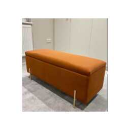 Handmade Plush Velvet Ottoman - Storage Box With Gold Legs, Blanket Chest - 90x42x42cm