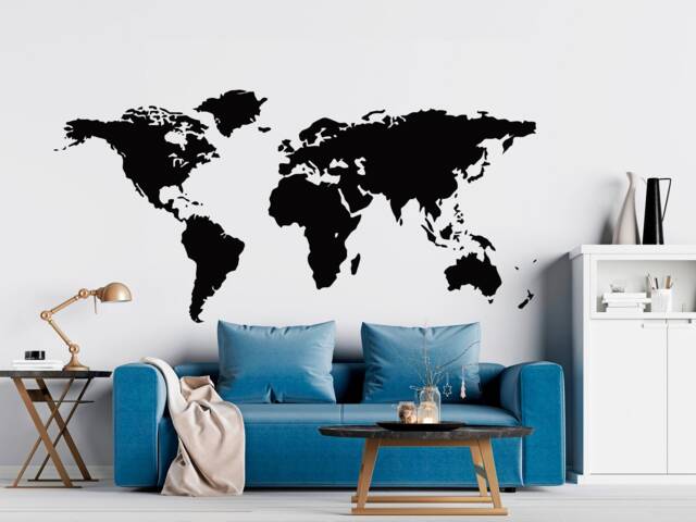 Large World Map Wall Decal Travel Vinyl Sticker, Apartment Office Decor C030 - image 1