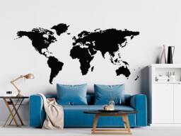 Large World Map Wall Decal Travel Vinyl Sticker, Apartment Office Decor C030 - thumbnail 1