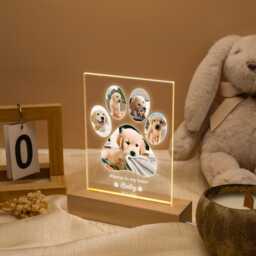 Personalized Dog Photo Night Light, Custom Paw Collage Led Lamp, Memorial Gift, Lover Pet Plaque, Loss Gift - thumbnail 2