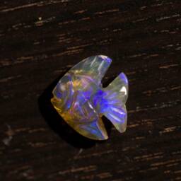 Opal Purple Flashing Fire Fish Carving - 1.7 Cts Double Sided - thumbnail 1