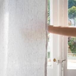 Modern Grey Stripes Curtain - Medium Linen Fabric Ready With Header Or Pleating Tape - thumbnail 3
