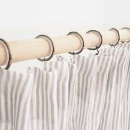 Modern Grey Stripes Curtain - Medium Linen Fabric Ready With Header Or Pleating Tape - thumbnail 2