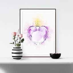 Watercolour Splash Perfume Bottle Print, Fashion Beauty Bedroom Dressing Room, Girls Gift Wall Art Home Decor 569 - thumbnail 1