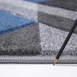 New Blue Silver Grey Rugs Small Large Mats Modern Contemporary Design UK - thumbnail 4