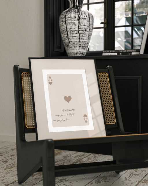 Ace Of Hearts Print, Playing Card Poster, Beige Wall Decor, Bar Kitchen Print Gift, Aesthetic Modern Home - image 1