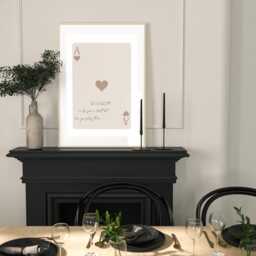 Ace Of Hearts Print, Playing Card Poster, Beige Wall Decor, Bar Kitchen Print Gift, Aesthetic Modern Home - thumbnail 3