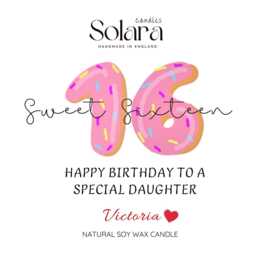 Personalised 16Th Birthday Candle Gift Set, Sweet Sixteen Soy Wax For Daughter, Sister, Niece, Set With Matches - thumbnail 2