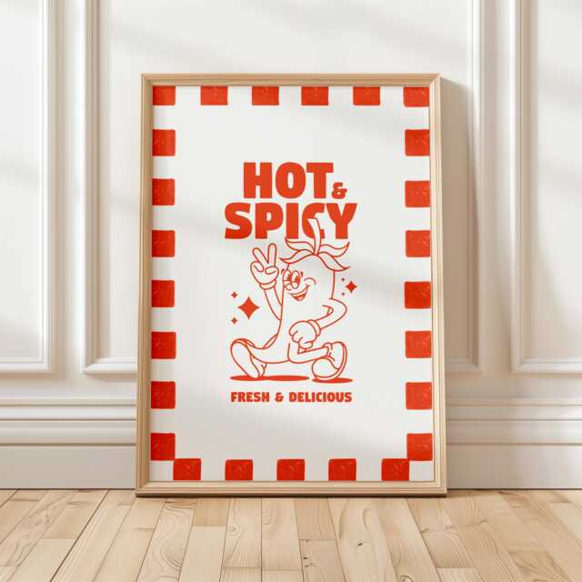 Retro Chili Pepper Kitchen Print, Funny Diner Food Art - image 1
