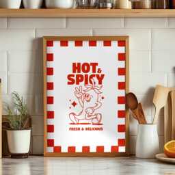 Retro Chili Pepper Kitchen Print, Funny Diner Food Art - thumbnail 3