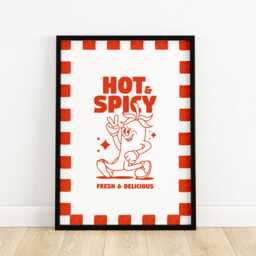Retro Chili Pepper Kitchen Print, Funny Diner Food Art - thumbnail 2
