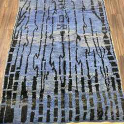 Blue Moroccan Rug Handmade Berber Wool Rug - thumbnail 3