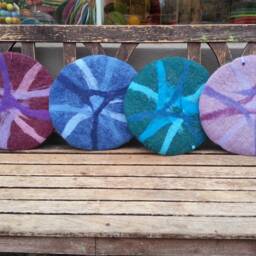 Handfelted Seat Cushion Abstract, Petrol - thumbnail 4