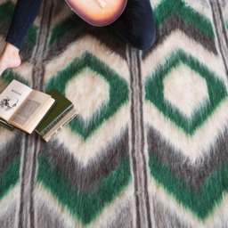Green Accent Living Room Carpet Shaggy Area Rug - thumbnail 2