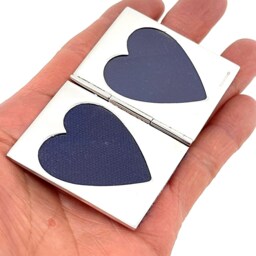 Double Heart Miniature Folding Travel Photo Frame 925 Sterling Silver English Hallmarks 3.5cm X By Jewelaridesigns - thumbnail 3