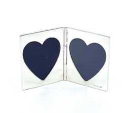 Double Heart Miniature Folding Travel Photo Frame 925 Sterling Silver English Hallmarks 3.5cm X By Jewelaridesigns