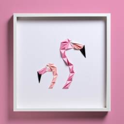 Flamingos, Paper Art, Flamingo Wall Pink Decor, Handmade Framed Art