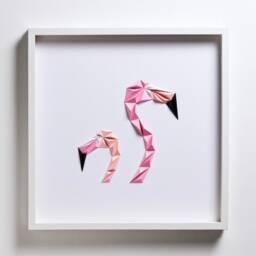 Flamingos, Paper Art, Flamingo Wall Pink Decor, Handmade Framed Art - thumbnail 2