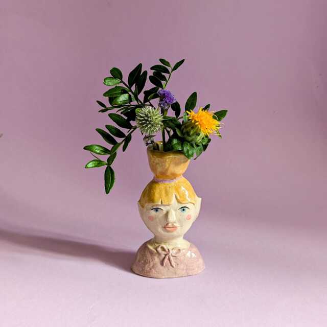 2 in 1 Candle Holder & Vase Woman With Bun Blond - image 1