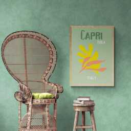 Capri Italy Travel Poster, Colourful Botanical Wall Art Print, Mediterranean Island Decor, Holiday Gift - thumbnail 3