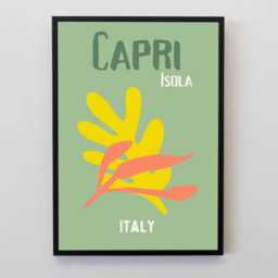 Capri Italy Travel Poster, Colourful Botanical Wall Art Print, Mediterranean Island Decor, Holiday Gift - thumbnail 2