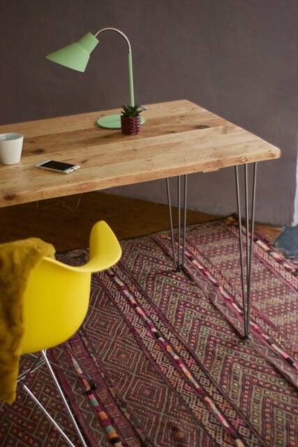 Reclaimed Wood Desk With Hairpin Legs Rustic Industrial Table - image 1