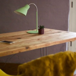 Reclaimed Wood Desk With Hairpin Legs Rustic Industrial Table - thumbnail 3