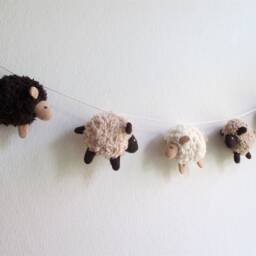 Sheep Garland, Garland With Sheep, For Nursery, Beige Nursery Decor, Lambs Plush Sheep Wall Decor - thumbnail 2
