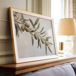 Olive Branch Kitchen Wall Art Print, Neutral Mediterranean Botanical Poster, Rustic Farmhouse Dining Room Decor, Horizontal - thumbnail 2