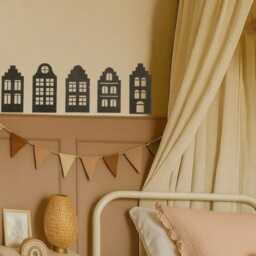 Wooden Boho Houses - Nursery Scandi Decor Whimsical Bedroom Tenement House Decor Girls Decor- Canal Wall Decals - thumbnail 3