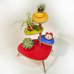 Harlequin Flower Stand 1960S Design Plant Table Vintage Mid-Century Look Handmade Retro - thumbnail 2