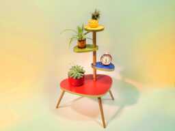 Harlequin Flower Stand 1960S Design Plant Table Vintage Mid-Century Look Handmade Retro - thumbnail 1