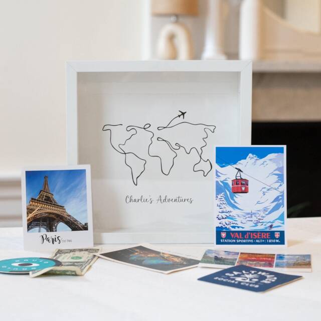 Personalised Adventures Memory Box - My Travels Keepsake Ticket & Picture Frame Collection - image 1