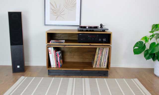Handmade Solid Wood Record Player Stand Vinyl Storage Cabinet, Hifi Rack - image 1
