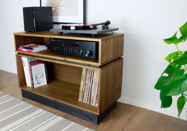 Handmade Solid Wood Record Player Stand Vinyl Storage Cabinet, Hifi Rack - image 1