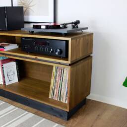 Handmade Solid Wood Record Player Stand Vinyl Storage Cabinet, Hifi Rack - thumbnail 3