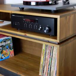 Handmade Solid Wood Record Player Stand Vinyl Storage Cabinet, Hifi Rack - thumbnail 3