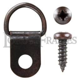 Small Single D Rings Nickel Brass Bronze + Screws Picture Framing Frame Mirror Hanging Drings 22x12mm - thumbnail 3