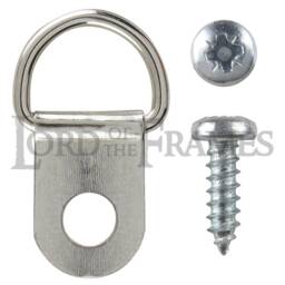 Small Single D Rings Nickel Brass Bronze + Screws Picture Framing Frame Mirror Hanging Drings 22x12mm - thumbnail 4