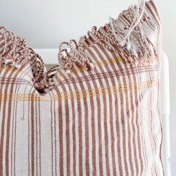 Handwoven Hmong Hemp Pillow Cover Brown Striped Boho Decor - thumbnail 2