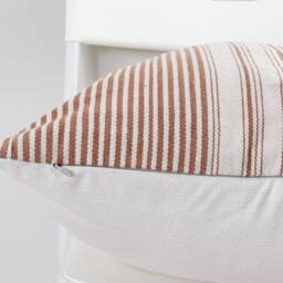 Handwoven Hmong Hemp Pillow Cover Brown Striped Boho Decor - thumbnail 3