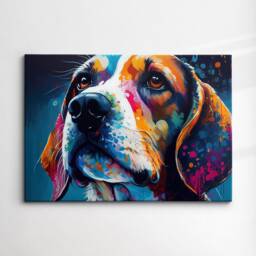 Beagle Abstract Dog Pet Animal Painting Splatter Wall Art, Framed Canvas Poster Print, Home Kitchen Office Room Decor, Family Gifts - thumbnail 3