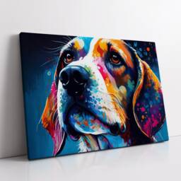 Beagle Abstract Dog Pet Animal Painting Splatter Wall Art, Framed Canvas Poster Print, Home Kitchen Office Room Decor, Family Gifts - thumbnail 2