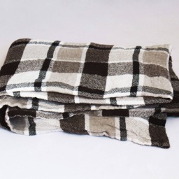 Warm Checkered Linen Bed Cover/Blanket - thumbnail 4